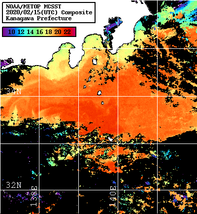 NOAA、MetOp 人工衛星画像 検索結果, 水温分布を図示