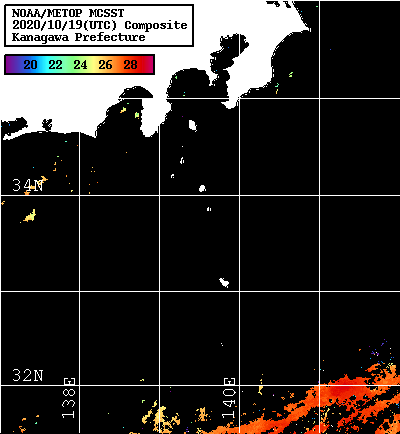 NOAA、MetOp 人工衛星画像 検索結果, 水温分布を図示