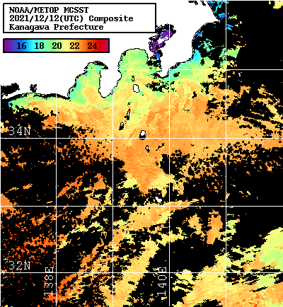 NOAA、MetOp 人工衛星画像 検索結果, 水温分布を図示