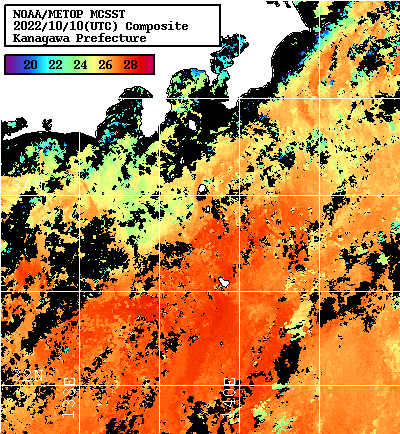 NOAA、MetOp 人工衛星画像 検索結果, 水温分布を図示