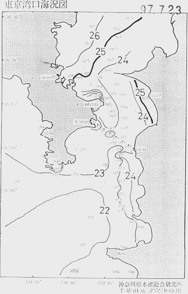 海況図, 東京湾口海況図 検索結果, (水温分布 等を図示)