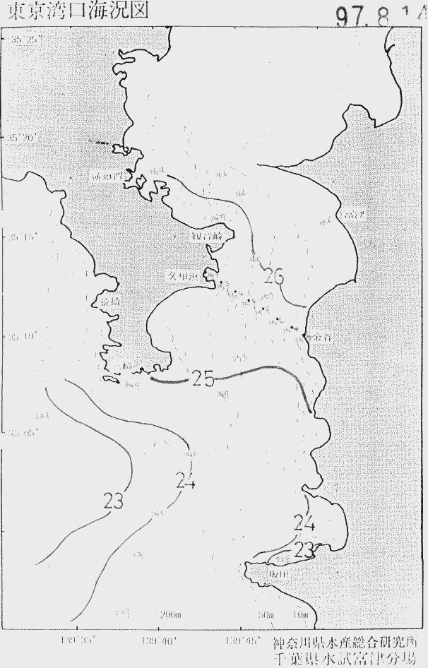 海況図, 東京湾口海況図 検索結果, (水温分布 等を図示)