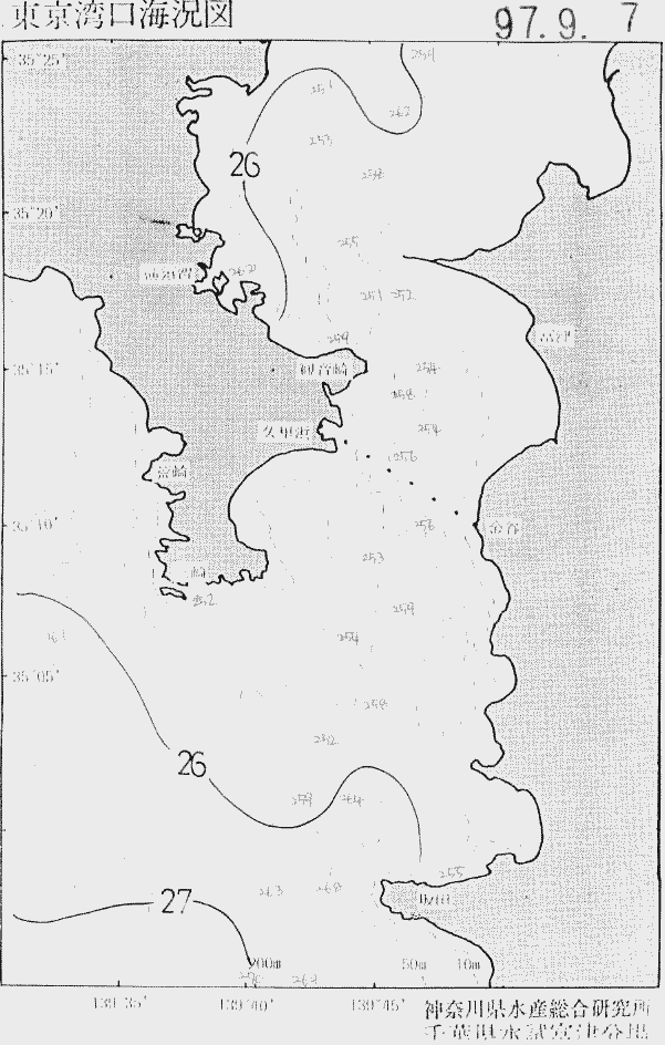 海況図, 東京湾口海況図 検索結果, (水温分布 等を図示)