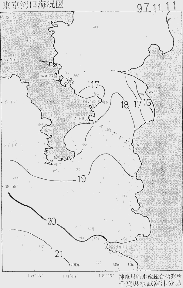 海況図, 東京湾口海況図 検索結果, (水温分布 等を図示)