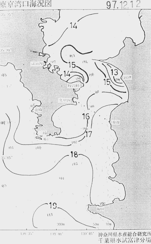 海況図, 東京湾口海況図 検索結果, (水温分布 等を図示)