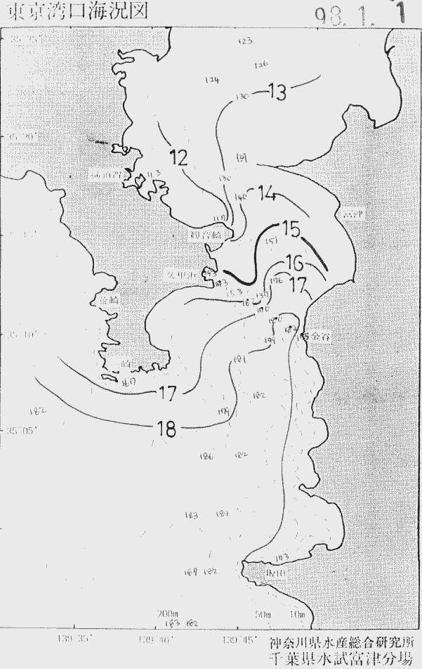 海況図, 東京湾口海況図 検索結果, (水温分布 等を図示)
