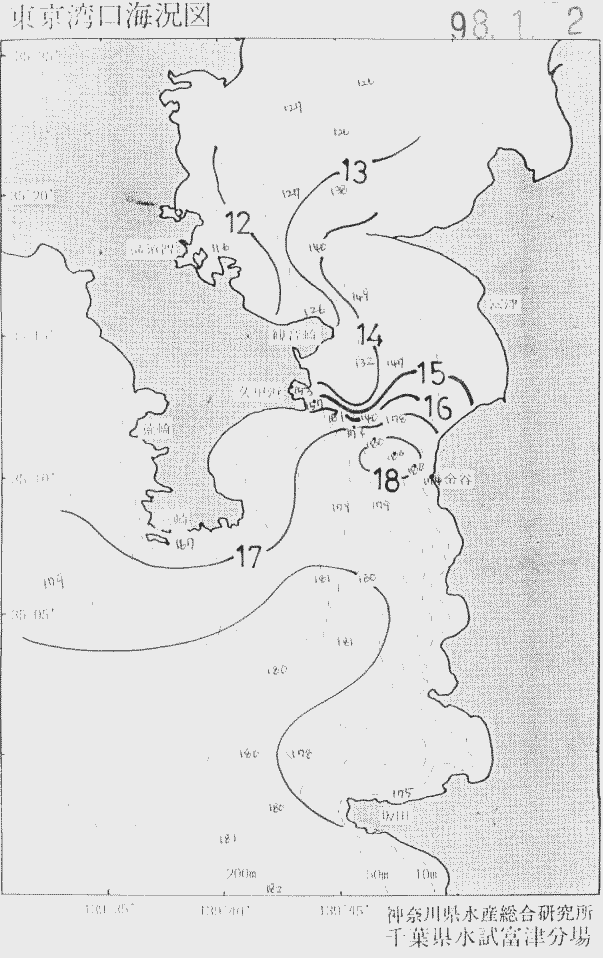 海況図, 東京湾口海況図 検索結果, (水温分布 等を図示)