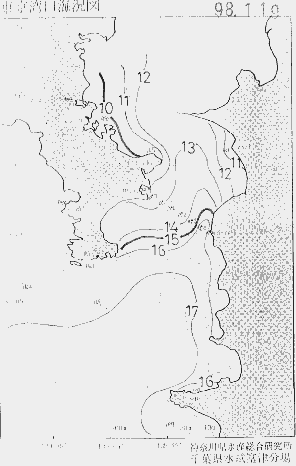 海況図, 東京湾口海況図 検索結果, (水温分布 等を図示)