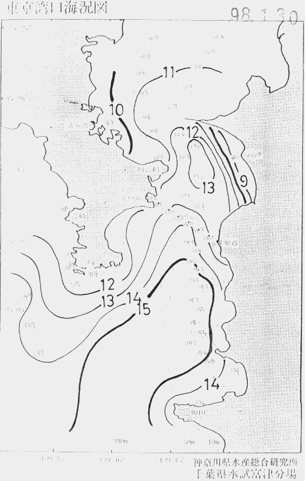 海況図, 東京湾口海況図 検索結果, (水温分布 等を図示)