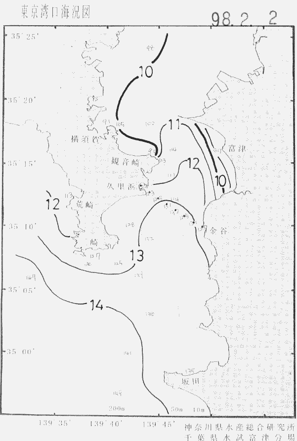 海況図, 東京湾口海況図 検索結果, (水温分布 等を図示)
