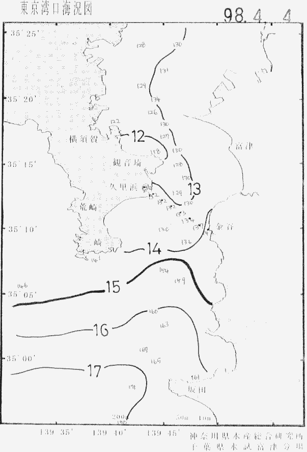 海況図, 東京湾口海況図 検索結果, (水温分布 等を図示)
