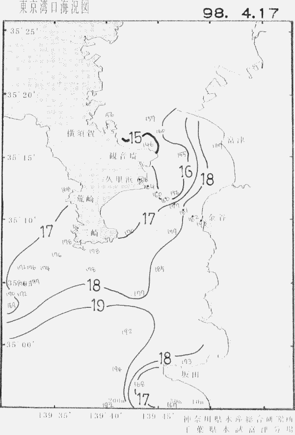 海況図, 東京湾口海況図 検索結果, (水温分布 等を図示)