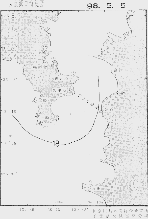 海況図, 東京湾口海況図 検索結果, (水温分布 等を図示)
