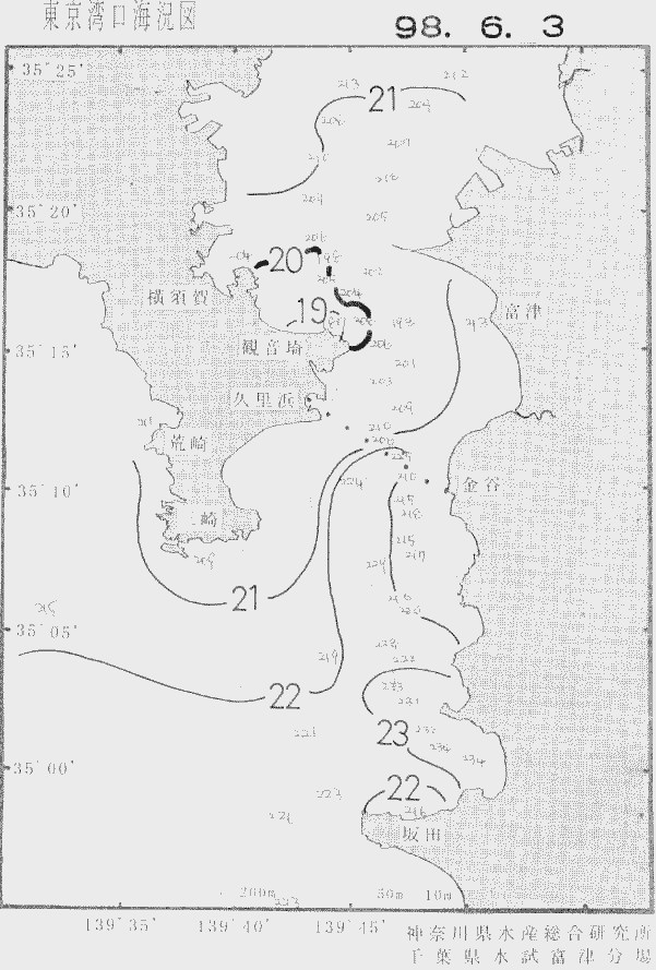 海況図, 東京湾口海況図 検索結果, (水温分布 等を図示)
