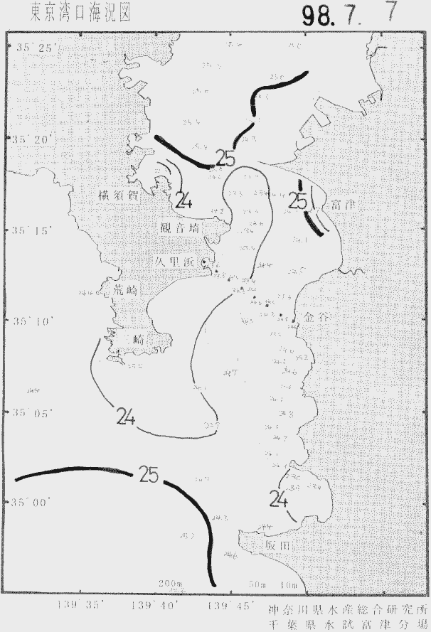 海況図, 東京湾口海況図 検索結果, (水温分布 等を図示)