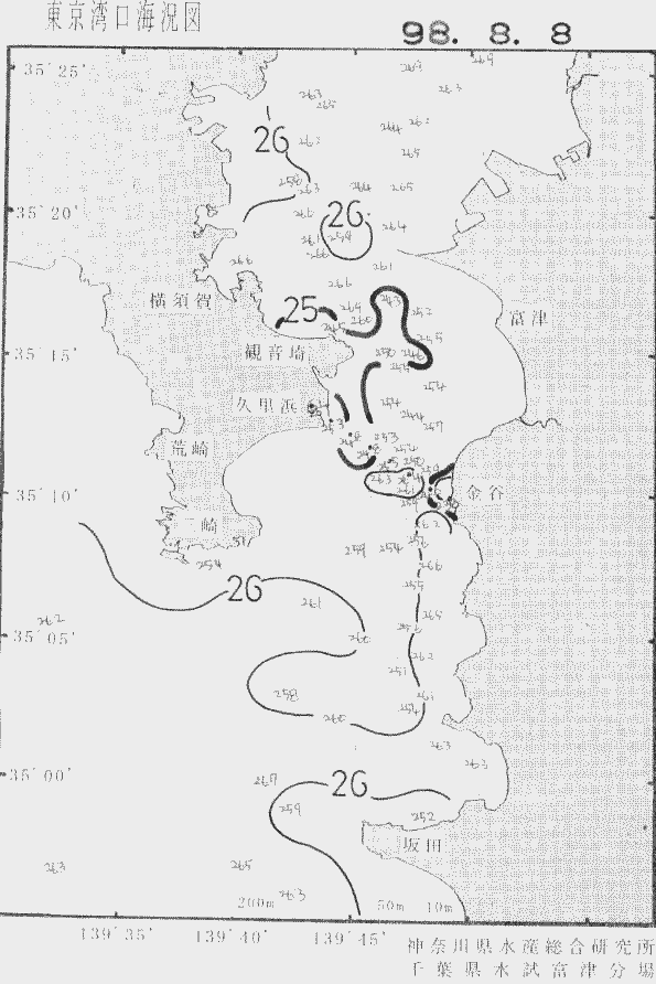 海況図, 東京湾口海況図 検索結果, (水温分布 等を図示)