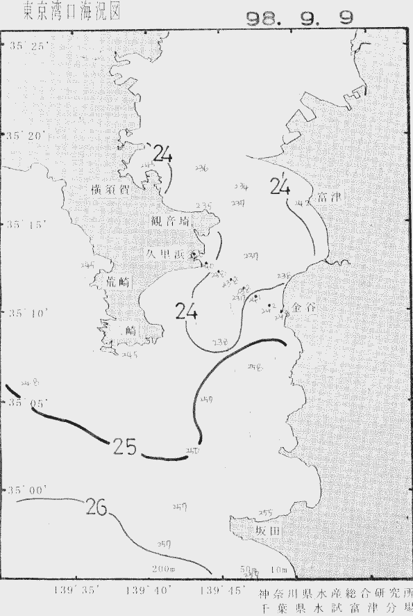海況図, 東京湾口海況図 検索結果, (水温分布 等を図示)