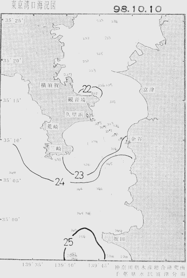 海況図, 東京湾口海況図 検索結果, (水温分布 等を図示)