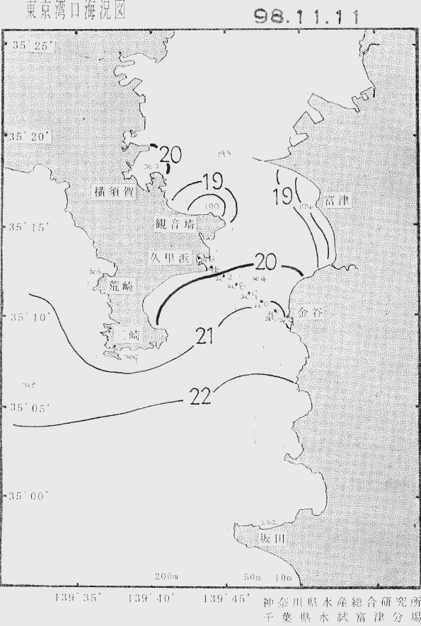 海況図, 東京湾口海況図 検索結果, (水温分布 等を図示)