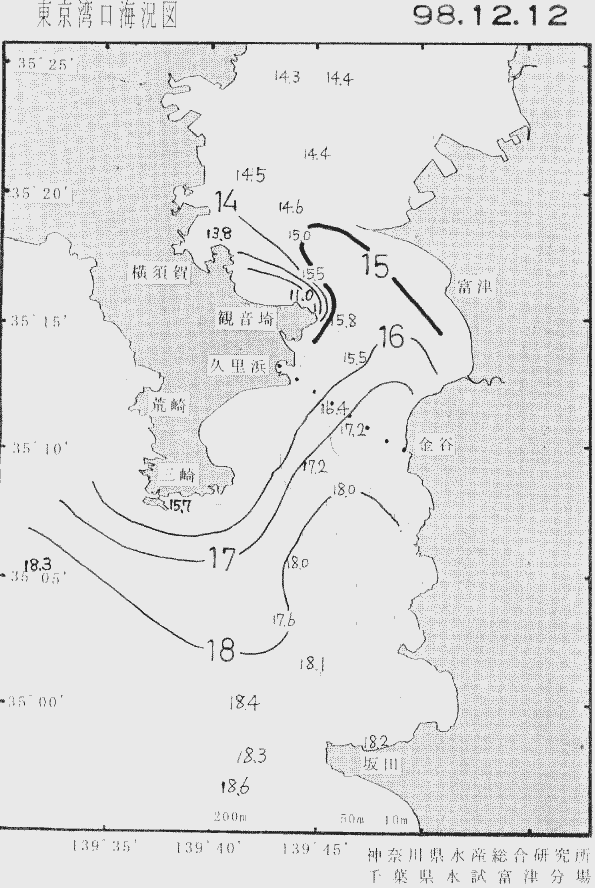 海況図, 東京湾口海況図 検索結果, (水温分布 等を図示)