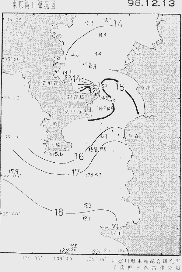 海況図, 東京湾口海況図 検索結果, (水温分布 等を図示)