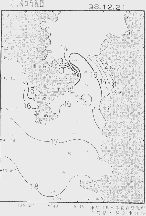 海況図, 東京湾口海況図 検索結果, (水温分布 等を図示)