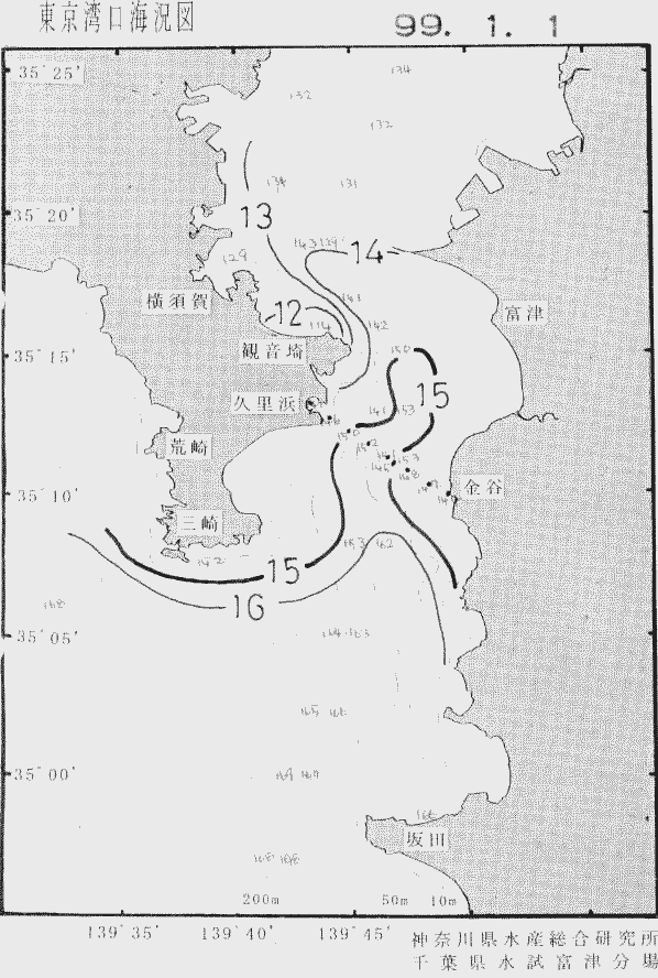 海況図, 東京湾口海況図 検索結果, (水温分布 等を図示)