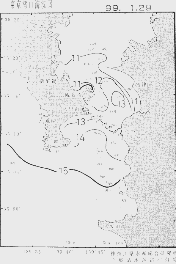 海況図, 東京湾口海況図 検索結果, (水温分布 等を図示)