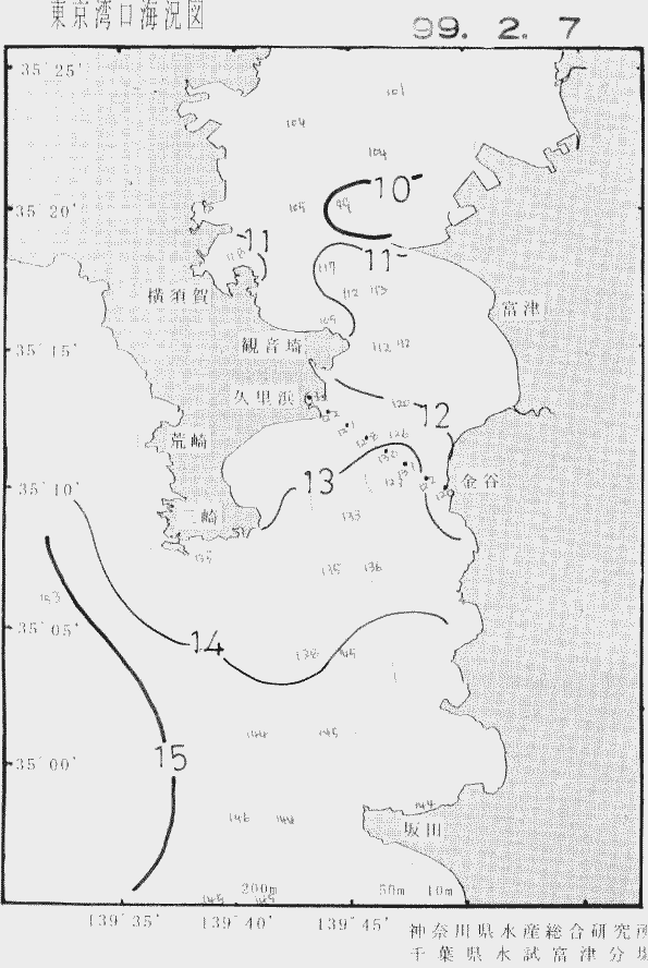 海況図, 東京湾口海況図 検索結果, (水温分布 等を図示)