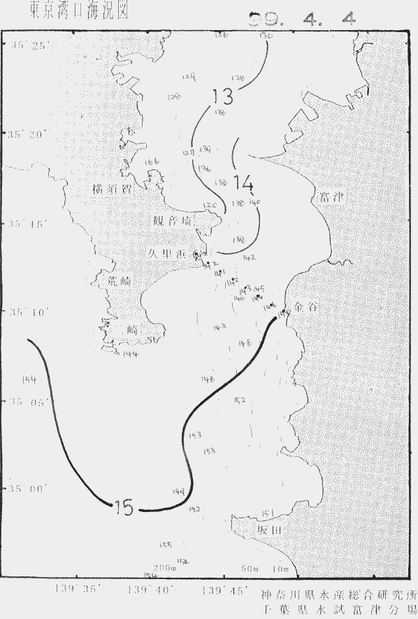 海況図, 東京湾口海況図 検索結果, (水温分布 等を図示)