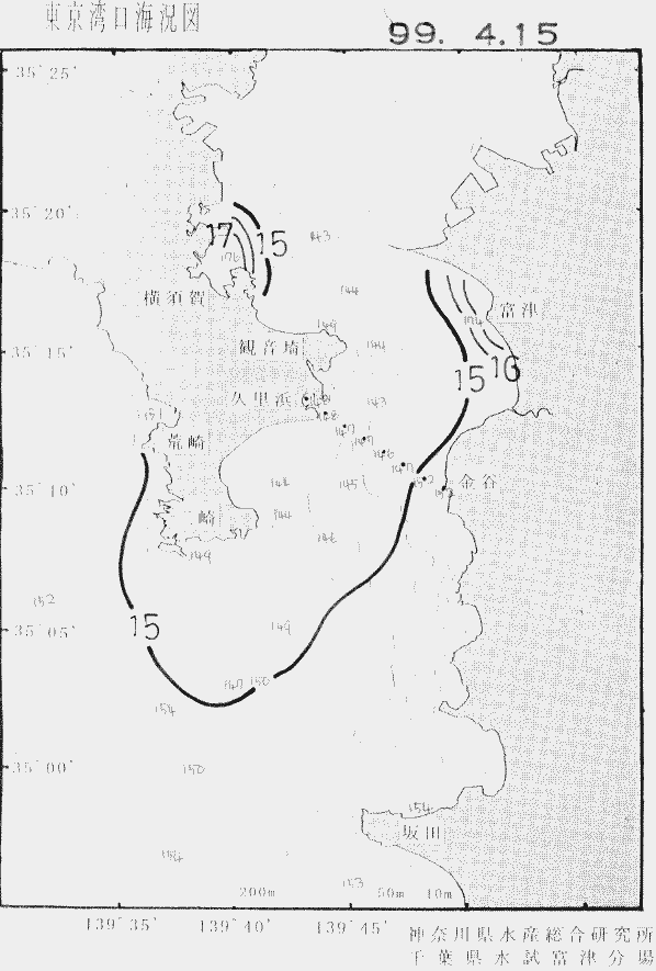 海況図, 東京湾口海況図 検索結果, (水温分布 等を図示)
