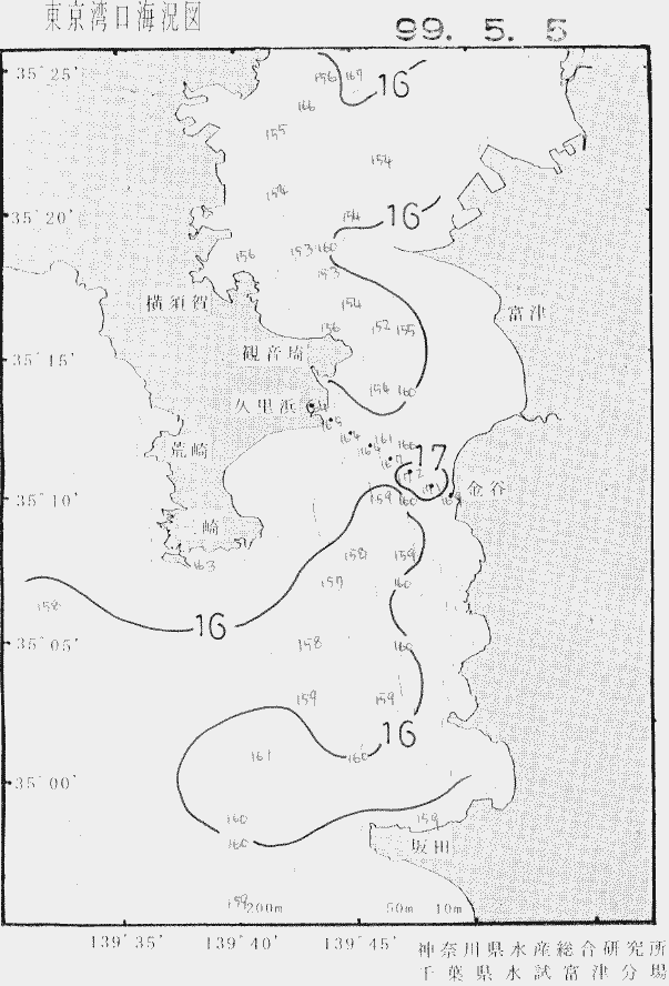 海況図, 東京湾口海況図 検索結果, (水温分布 等を図示)