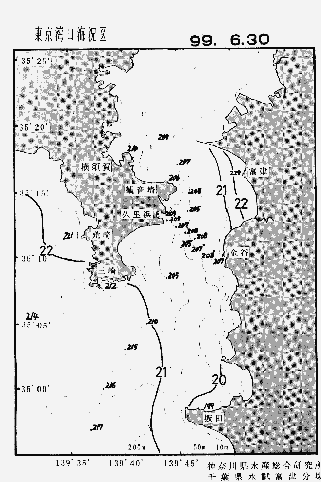 海況図, 東京湾口海況図 検索結果, (水温分布 等を図示)