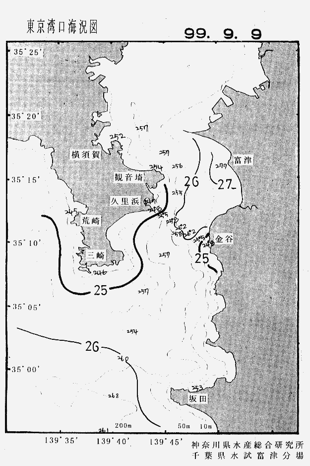 海況図, 東京湾口海況図 検索結果, (水温分布 等を図示)