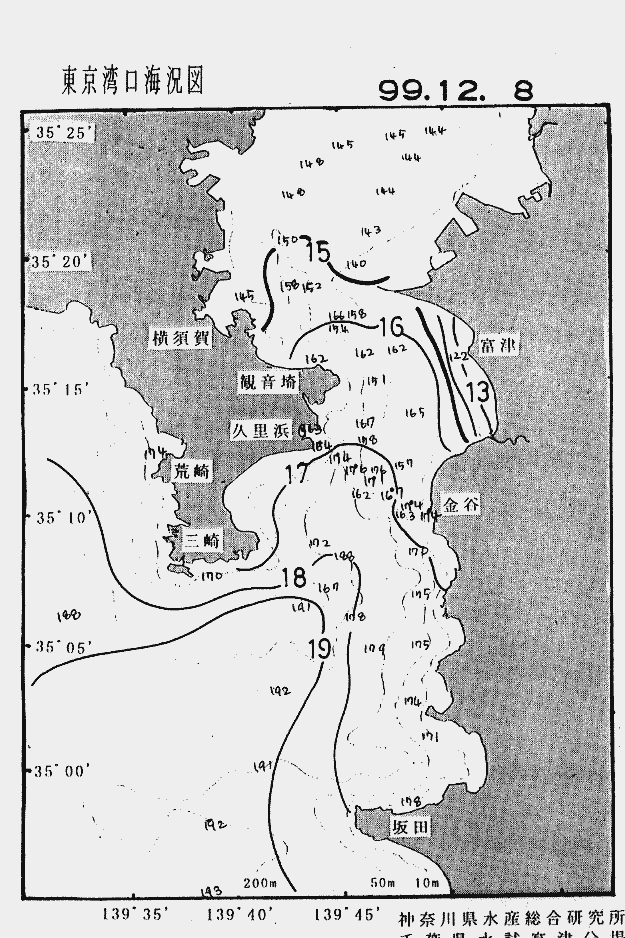 海況図, 東京湾口海況図 検索結果, (水温分布 等を図示)