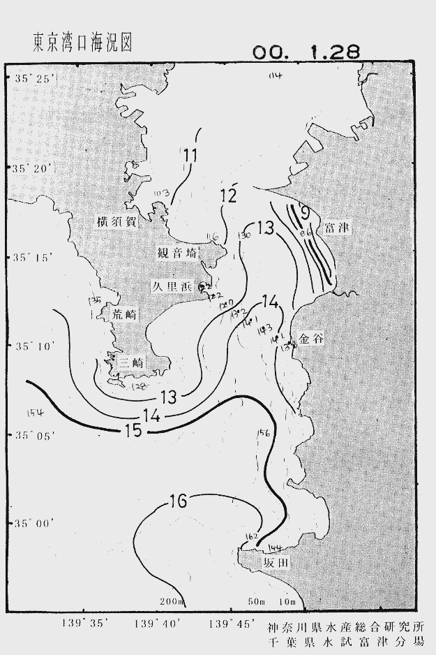 海況図, 東京湾口海況図 検索結果, (水温分布 等を図示)