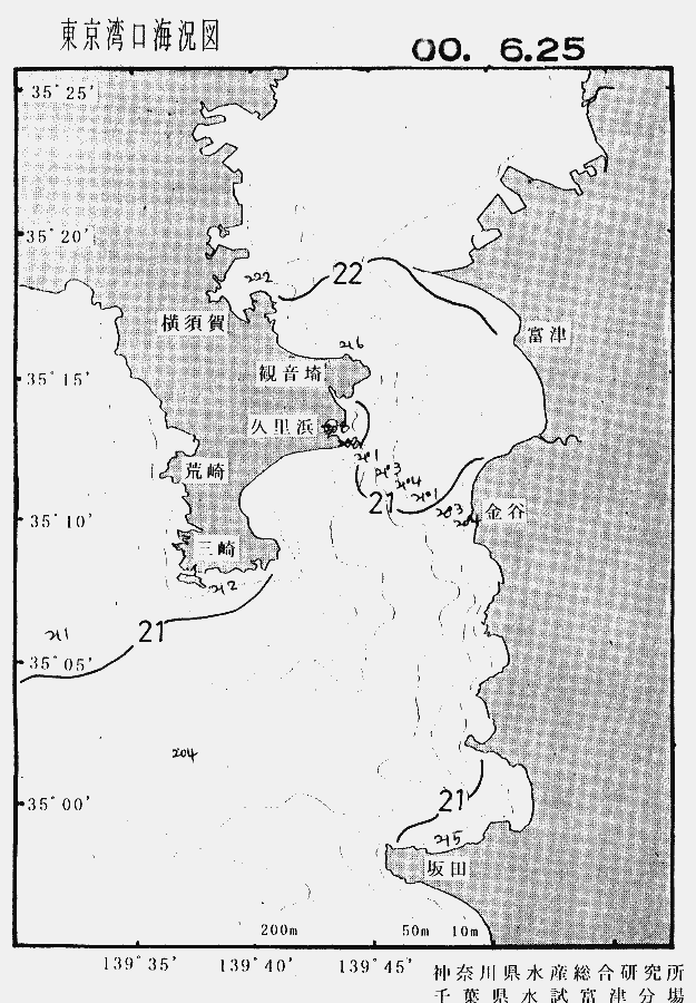 海況図, 東京湾口海況図 検索結果, (水温分布 等を図示)