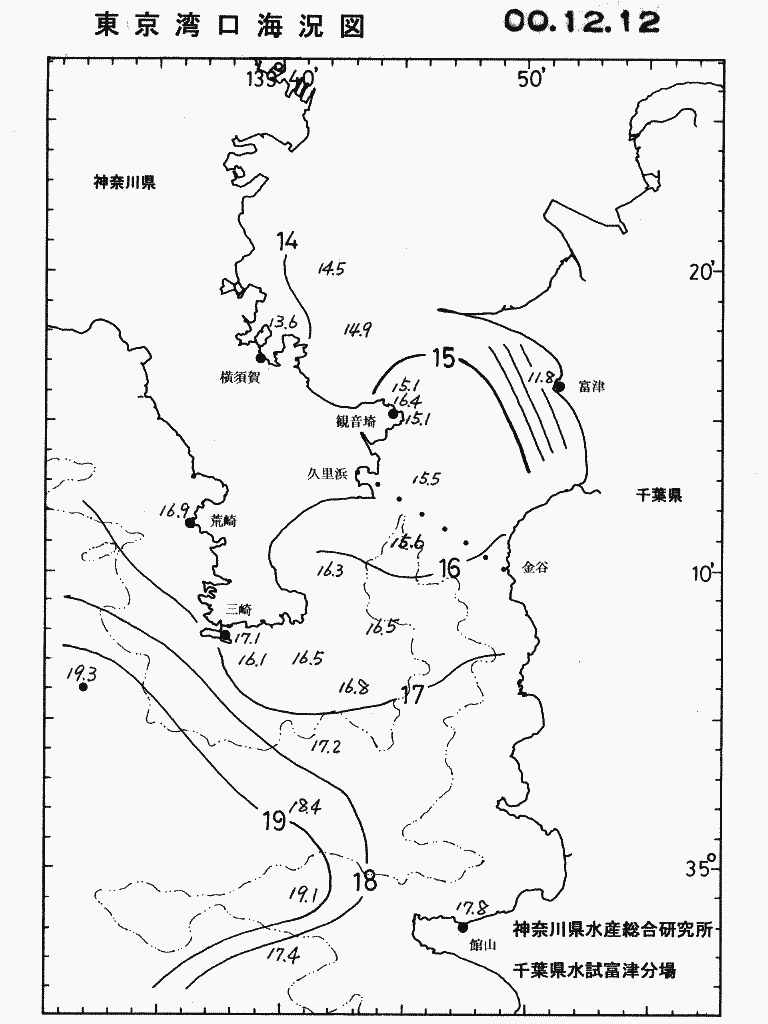 海況図, 東京湾口海況図 検索結果, (水温分布 等を図示)