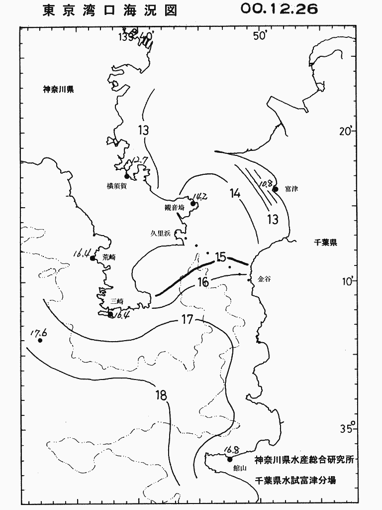 海況図, 東京湾口海況図 検索結果, (水温分布 等を図示)