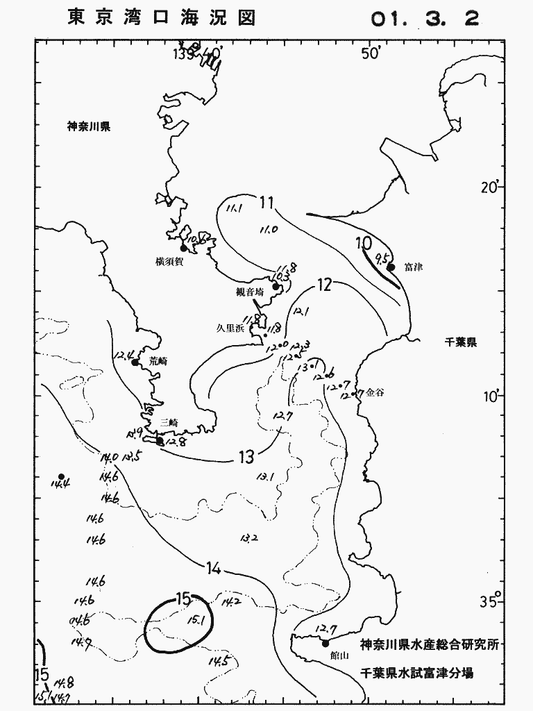 海況図, 東京湾口海況図 検索結果, (水温分布 等を図示)
