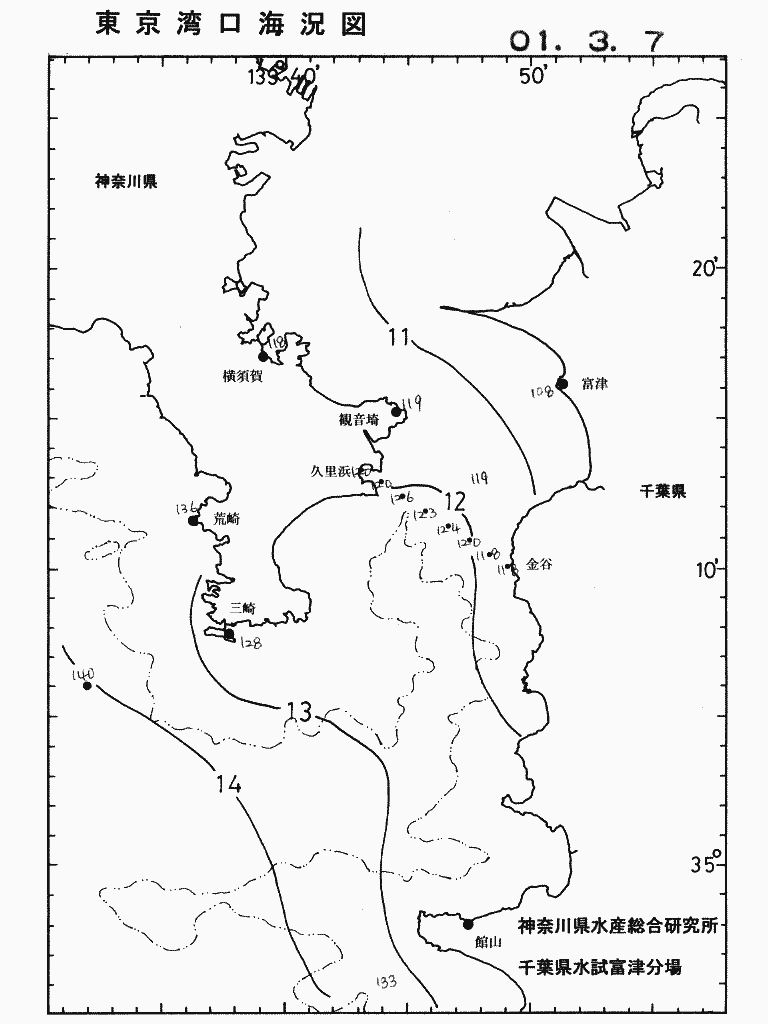 海況図, 東京湾口海況図 検索結果, (水温分布 等を図示)