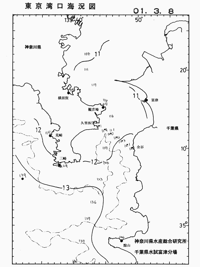 海況図, 東京湾口海況図 検索結果, (水温分布 等を図示)