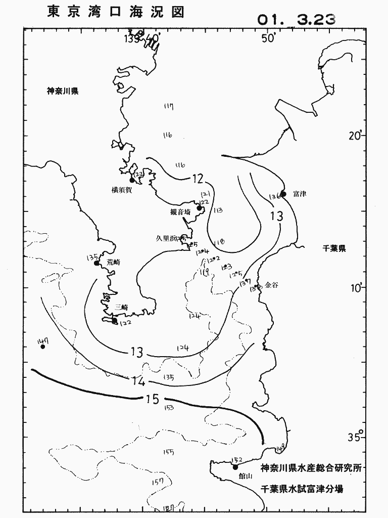 海況図, 東京湾口海況図 検索結果, (水温分布 等を図示)