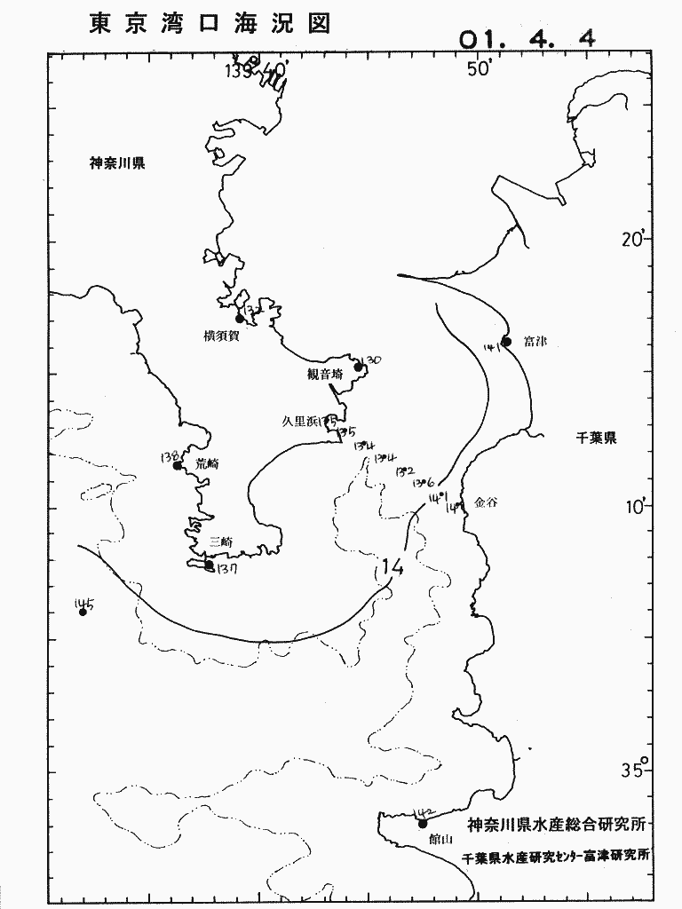 海況図, 東京湾口海況図 検索結果, (水温分布 等を図示)