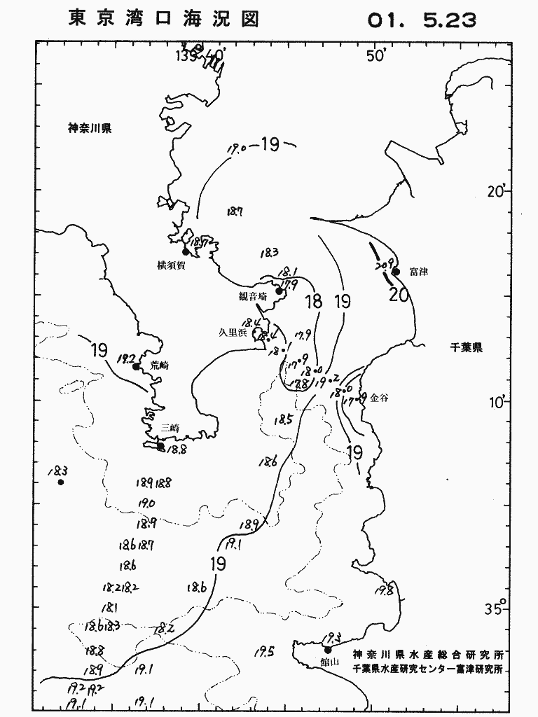 海況図, 東京湾口海況図 検索結果, (水温分布 等を図示)