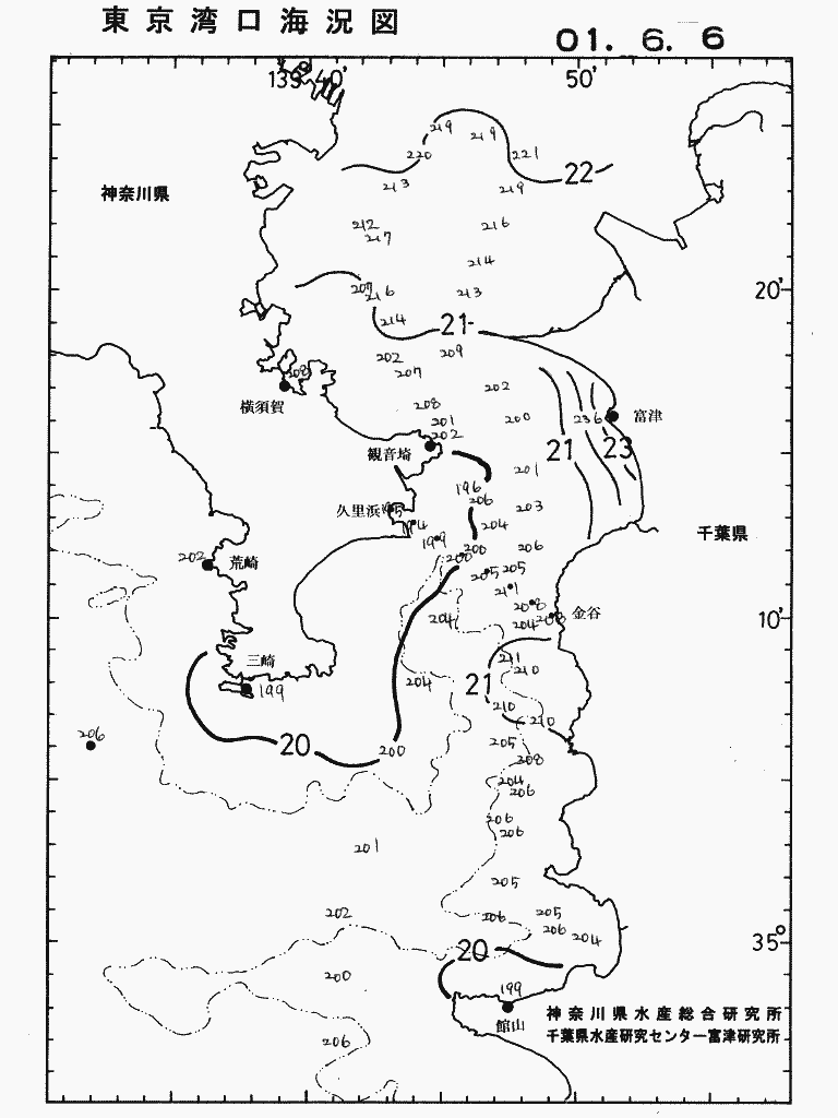 海況図, 東京湾口海況図 検索結果, (水温分布 等を図示)