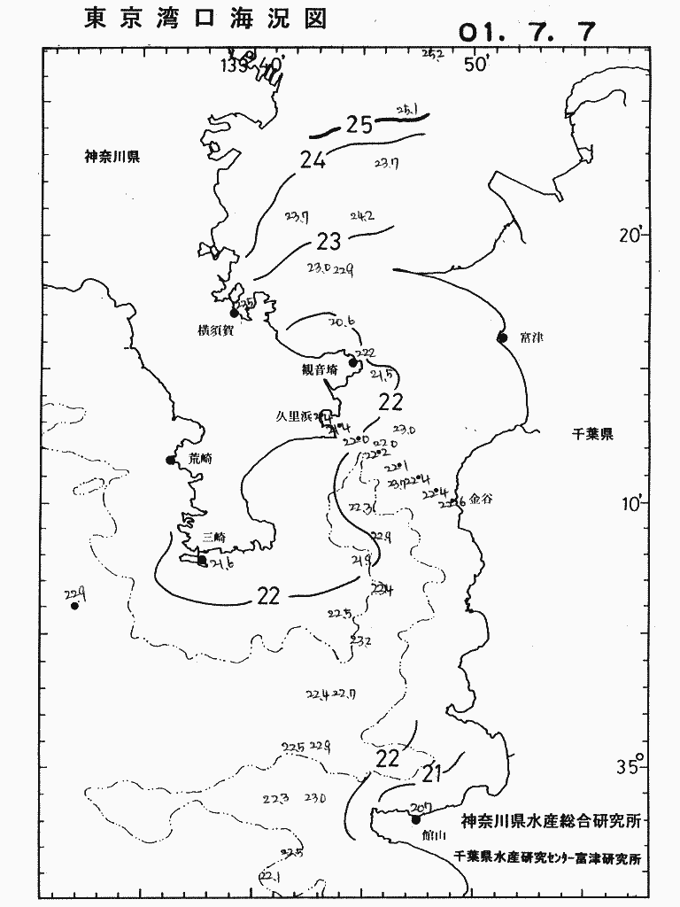 海況図, 東京湾口海況図 検索結果, (水温分布 等を図示)
