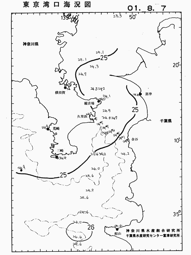 海況図, 東京湾口海況図 検索結果, (水温分布 等を図示)