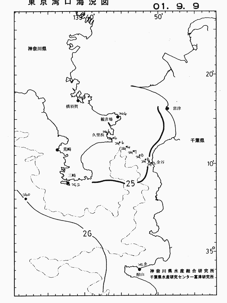海況図, 東京湾口海況図 検索結果, (水温分布 等を図示)