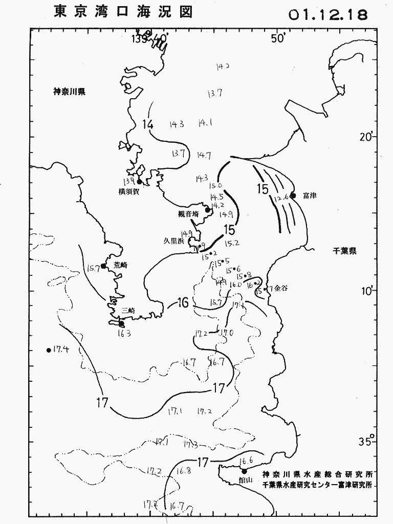 海況図, 東京湾口海況図 検索結果, (水温分布 等を図示)
